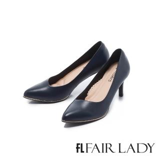 【FAIR LADY】七日色階7Days．質感斜口高跟鞋(湛藍、602608)