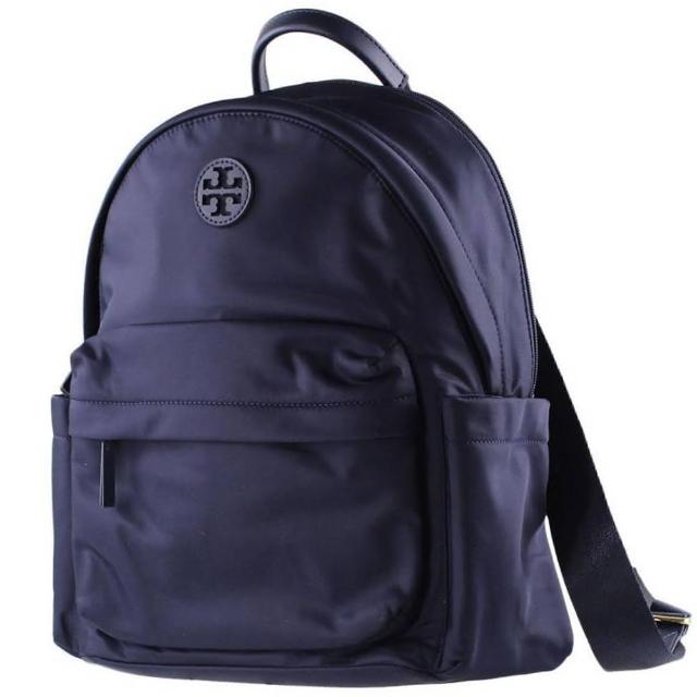 【TORY BURCH】TB 專櫃款小圓標logo高密度尼龍雙側置物拉鍊後背包送禮原廠紙袋
