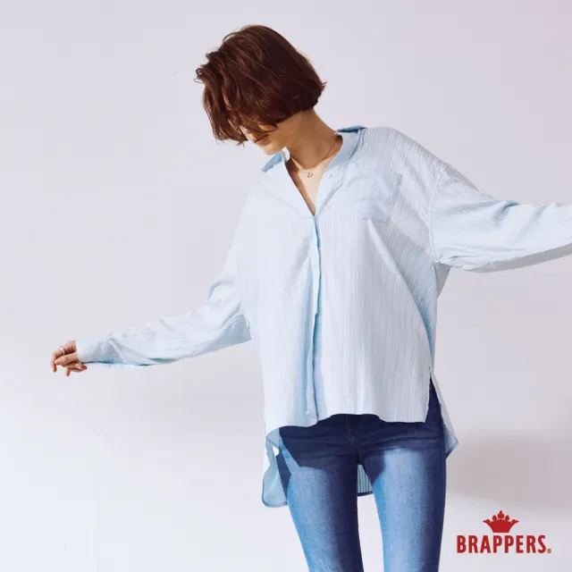 【BRAPPERS】女款 清新簡約條紋襯衫(水藍)
