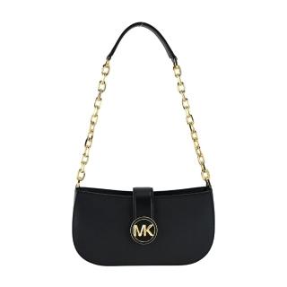 【Michael Kors】CARMEN 金字LOGO釦式肩背包(黑)