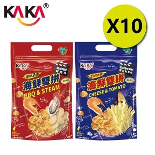 【KAKA】醬烤海洋燒 60g 海鮮雙拼10入組 蒜爆胡椒/煙燻起司(團購美食/餅乾/洋芋片/醬烤/蝦餅)