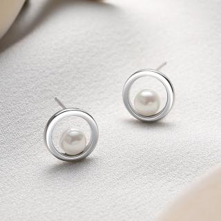 【巴黎精品】現貨+預購 珍珠耳環925純銀耳針(圓形白貝母百搭生日情人節禮物女飾品v1ar117)