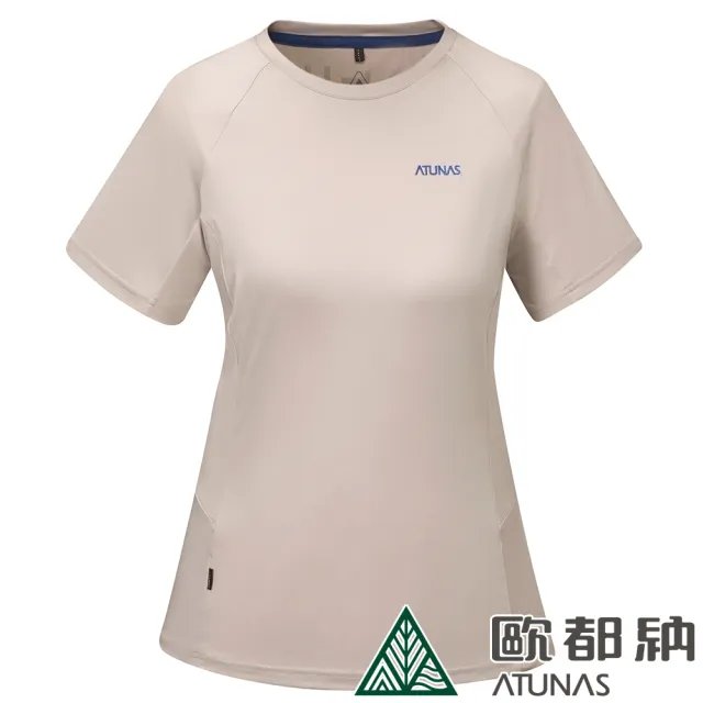 【ATUNAS 歐都納】女款POLARTEC POWER STRETCH短袖T恤(A2TS2322W米褐/防曬透氣/吸濕排汗/抗臭快乾)