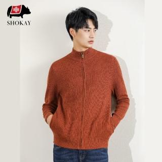 【SHOKAY】半高領針織拉鍊外套-焦糖(AM-CA-FZ CE)