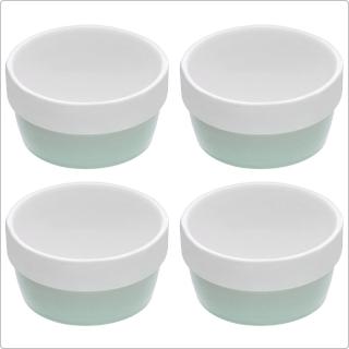 【KitchenCraft】陶製布丁烤杯4入 復古藍 / 點心烤模