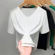 【設計所在】專注內搭系列 短袖T恤V領純棉寬鬆上衣 T3X0350(5色 S-3XL可選)