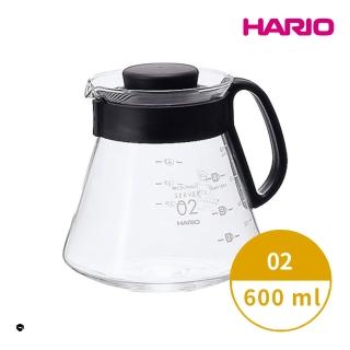 【HARIO】V60經典系列 02黑色60咖啡分享壺600ml(日本製 咖啡壺 手沖 分享壺)