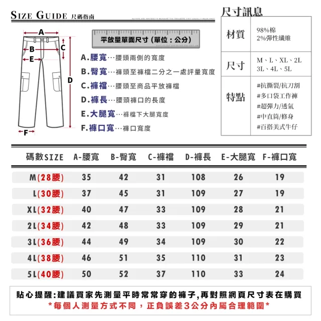 【YT shop】基本款 防刀割 抗撕裂 耐磨 多口袋牛仔工作褲(現貨 彈性伸縮)