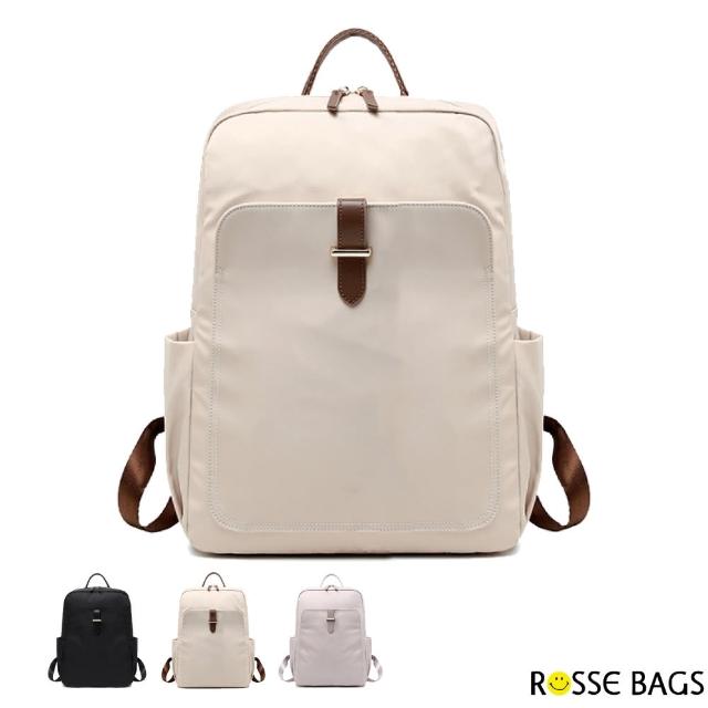 【Rosse Bags】時尚素雅防水尼龍電腦包(現+預 黑色／米色／粉色)