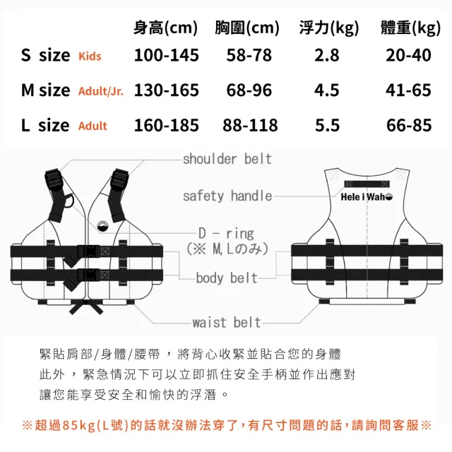 【HeleiWaho】兒童 浮力衣 浮力背心(浮力助具 安全背心 水上活動 立式划槳 SUP 浮潛)