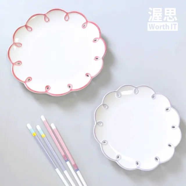 【渥思】復古波浪浮雕甜點盤-粉紫(水果盤.點心盤.蛋糕盤)
