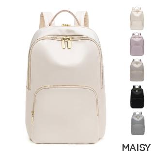 【MAISY】簡約細緻牛津布面旅行揹包(現+預 黑色／米白色／杏灰色／灰藍色／粉紫色)