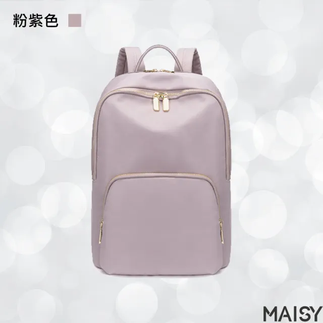 【MAISY】簡約細緻牛津布面旅行背包(現+預 黑色／米白色／杏灰色／灰藍色／粉紫色)