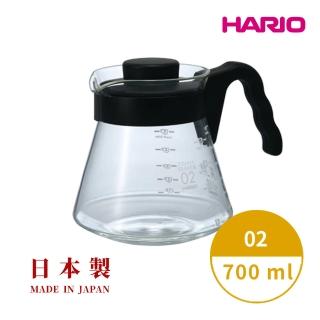 【HARIO】V60好握系列 02黑色咖啡分享壺700ml(日本製 咖啡壺 手沖 分享壺)