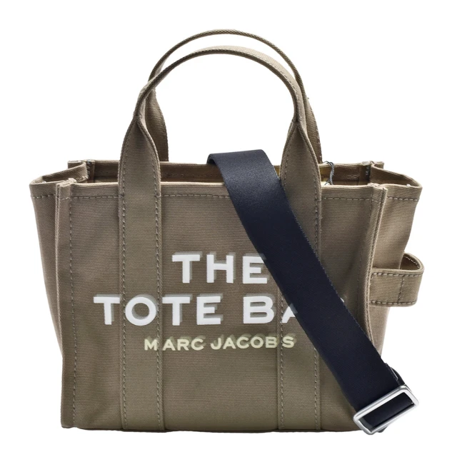 MARC JACOBS 馬克賈伯 經典THE TRAVELER TOTE品牌LOGO帆布手提/斜背包(迷你-卡其色M0016493-372)