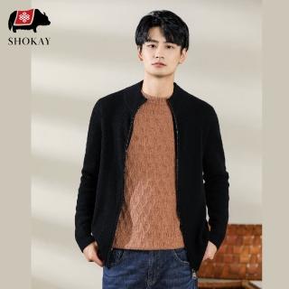 【SHOKAY】半高領針織拉鍊外套-黑(AM-CA-FZ NO)