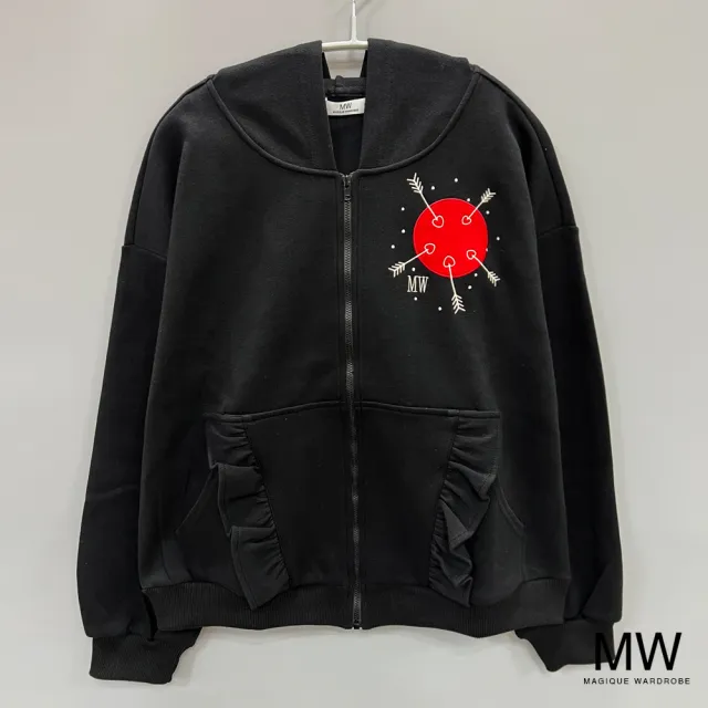 【MAGIQUE WARDROBE】純棉連帽電繡貼布荷葉短外套(2色)