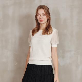 【perng yuh 芃諭名品】輕悠微光 拼接袖 針織衫(2023 SS Collection｜2A春夏系列)