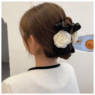 【HaNA 梨花】終生浪漫魂．黑白山茶花經典抓夾(髮夾 抓夾 髮插 髮簪)