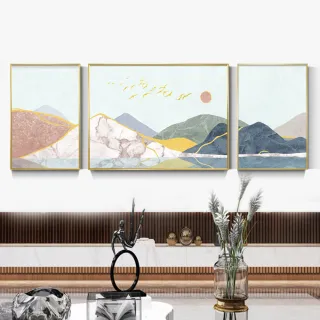 【House Deco 吾所飾室】北歐現代簡約抽象掛畫兩聯式 60*80+160*80(客廳裝飾畫室內酒店民宿餐廳牆畫)