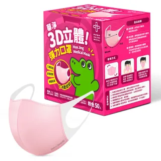 【華淨醫材】3D立體醫療口罩-粉(幼幼50入/盒)