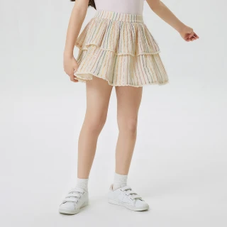 【GAP】女童裝 輕薄蓬蓬百摺半身褲裙-彩色條紋(664610)