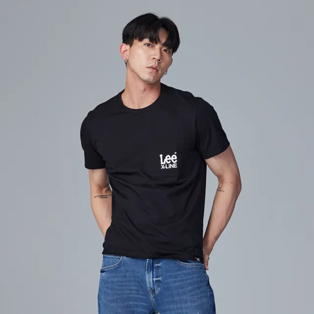 【Lee 官方旗艦】男裝 短袖T恤 / 系列印花 左胸口袋 氣質黑 標準版型(LB302016K11)