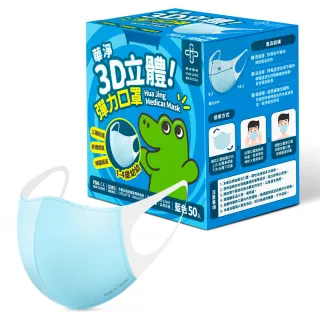 【華淨醫材】3D立體醫療口罩-藍(幼幼50入/盒)