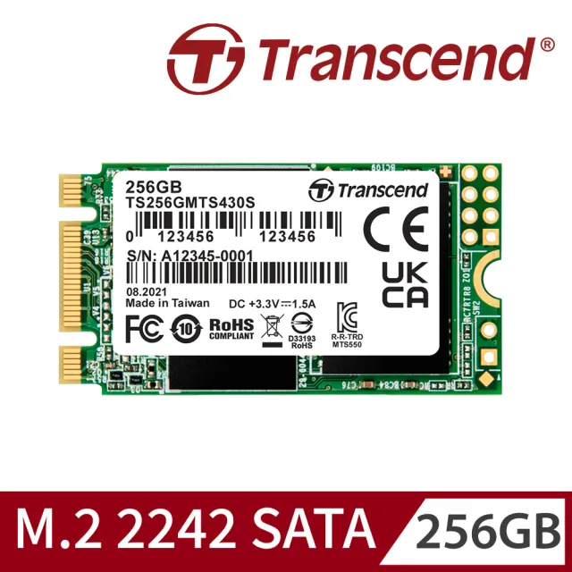 【Transcend 創見】MTS430S 256GB M.2 2242 SATA Ⅲ SSD固態硬碟(TS256GMTS430S)