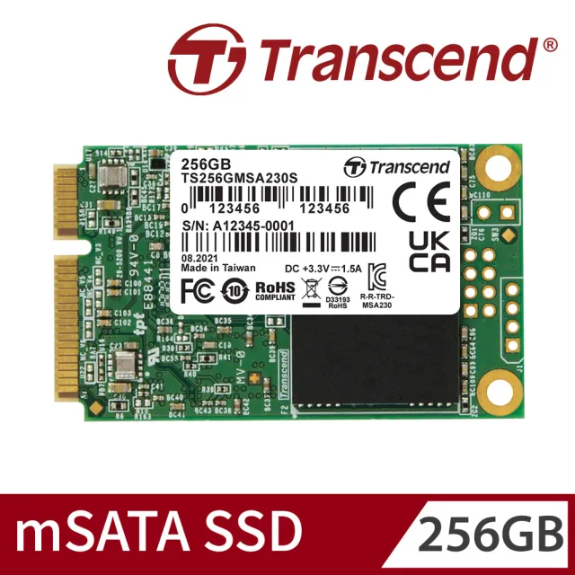 【Transcend 創見】MSA230S 256GB mSATA SATA Ⅲ SSD固態硬碟(TS256GMSA230S 新舊包裝隨機出貨)