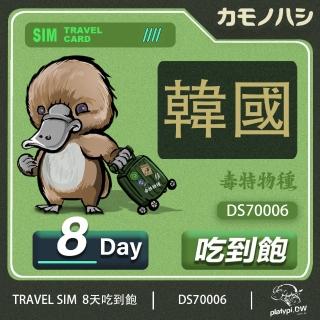 【鴨嘴獸 旅遊網絡卡】Travel Sim 韓國 網絡卡 8天 網路吃到飽 旅遊卡(漫遊卡 韓國網絡卡 韓國上網)