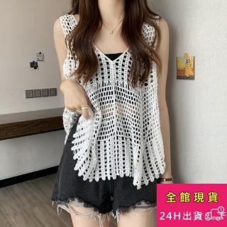 【AS 梨卡】無袖罩衫 針織背心 比基尼外罩衫 海邊沙灘 C6541