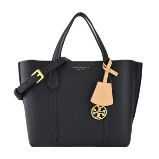 【TORY BURCH】PERRY燙金LOGO荔枝紋三層兩用包(黑)