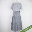 【betty’s 貝蒂思】蔬果印花鬆緊腰格紋洋裝(灰色)