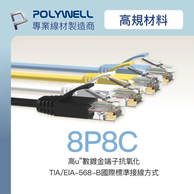 【POLYWELL】CAT6 高速網路傳輸扁線 /20M