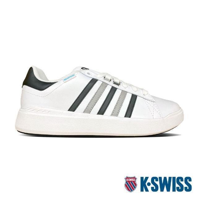 【K-SWISS】防水運動鞋 Pershing Court Light DS WP-女-白/灰/黑(97270-166)
