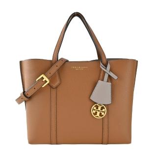 【TORY BURCH】PERRY燙金LOGO荔枝紋三層兩用包(棕)