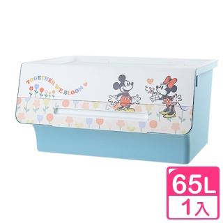 【Disney 迪士尼】米奇直取式整理箱65L 綻放款-1入(收納箱 置物箱 KEYWAY 臺灣製)