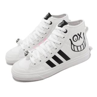 【adidas 愛迪達】休閒鞋 Nizza HI RF 男女鞋 白 黑 Andre Saraiva 聯名款 復古 帆布 塗鴉(HQ6861)