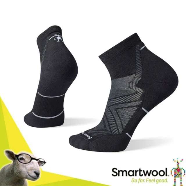 【SmartWool】美麗諾羊毛 機能跑步局部輕量減震低筒襪(SW001661-001 黑色_2雙入)