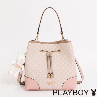 【PLAYBOY】水桶包附長短背帶 BALLERINA芭蕾兔系列(杏色)