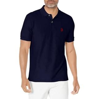 【U.S. POLO ASSN.】2023男時尚小馬球舒爽款寶藍色短袖POLO-網
