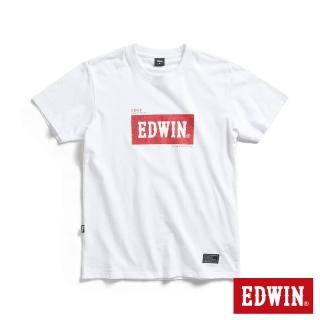 【EDWIN】男裝 EDGE系列 跑車BOX LOGO立體印花短袖T恤(白色)