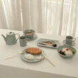 【YU Living 信歐傢居】歐式陶瓷手作壓紋窯變釉茶壺+咖啡杯盤二套 茶具組(一壺二杯盤/2色可選/茶具組合)
