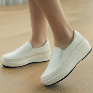 【baibeauty 白鳥麗子】素面鬆緊帶樂福縫線厚底懶人包鞋(韓國製)