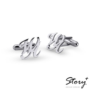 【STORY ACCESSORY】訂製系列-書寫體雙字母訂製純銀袖釦(紳士 袖釦 客製化)