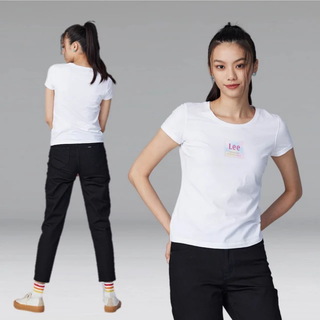 【Lee 官方旗艦】女裝 短袖T恤 / 方框暈染印花 小LOGO 共2色 標準版型(LL230013K14 / LL230013K11)