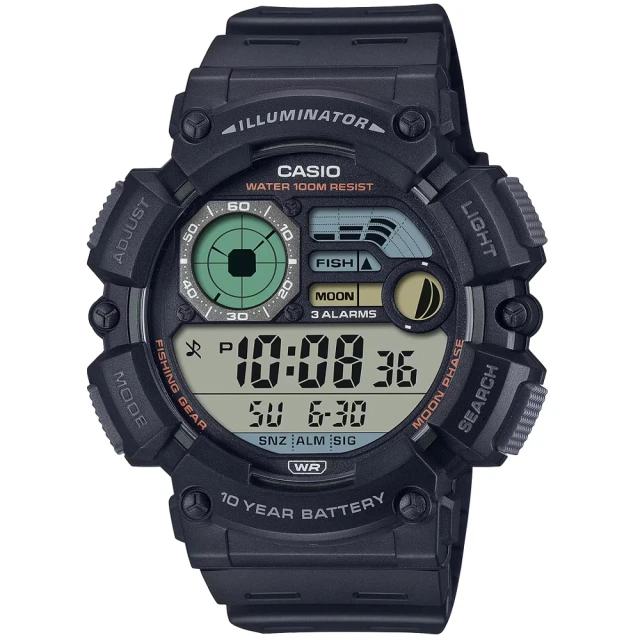 【CASIO 卡西歐】圓形獨特簡約數位電子運動腕錶/黑(WS-1500H-1A)