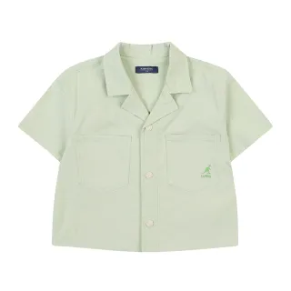 【KANGOL】韓國-KIDS 雙口袋短袖短版襯衫-淺綠(W23SG102MT)