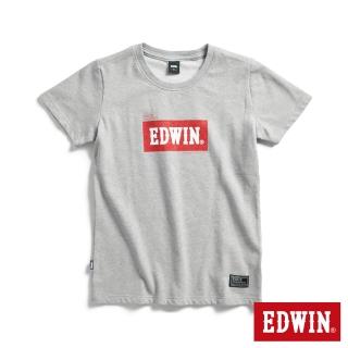 【EDWIN】女裝 EDGE系列 跑車BOX LOGO立體印花短袖T恤(麻灰色)